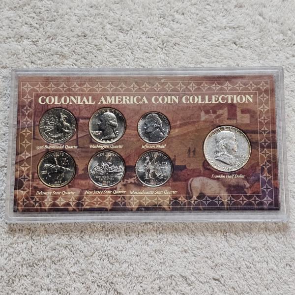 Colonial America Coin Collection ft. 90% Silver Franklin Half Dollar AFV $1.80