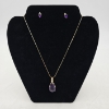 Image 1 : 14k Gold Amethyst & Diamond Necklace & Earring Set - Necklace 13.5" Long - 11.1g TW - Mint Cond.