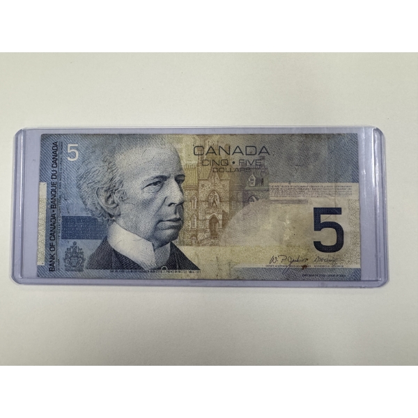 Bank Of Canada $5.00 Dollar Ice Hockey Note In Protective Holder - Great Piece