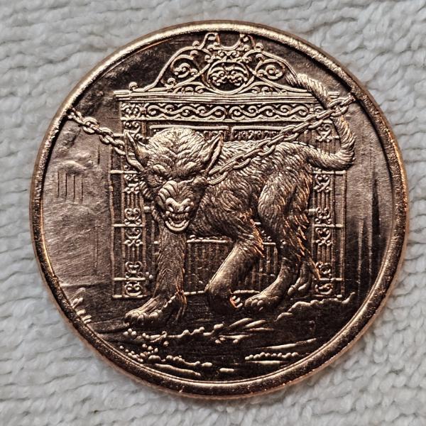 1 Oz AVDP .999 Fine Copper Nordic Creatures Garm Hellhound Round