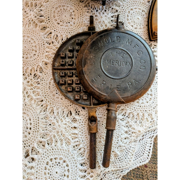 Cast Iron Waffle Maker, Iron With Rest, & Kettle Pot