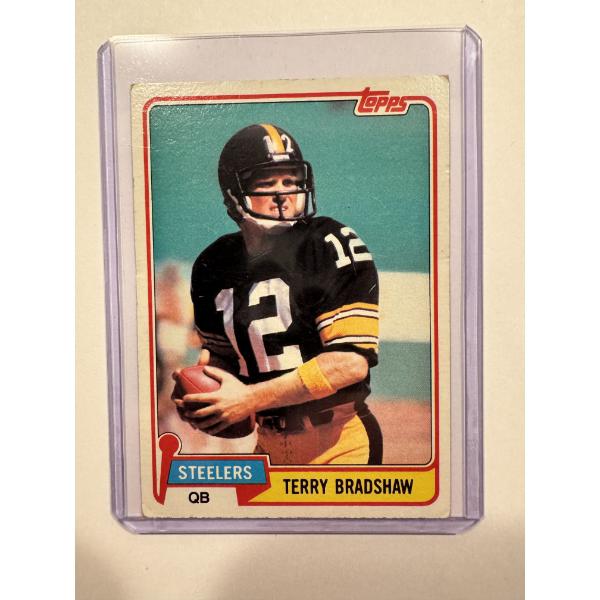 1981 Topps Terry Bradshaw Pittsburgh Steelers Football Card In Protective Holder
