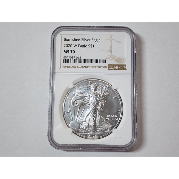 2020-W Burnished Silver Eagle - 1 oz .999 Fine Silver - NGC MS 70