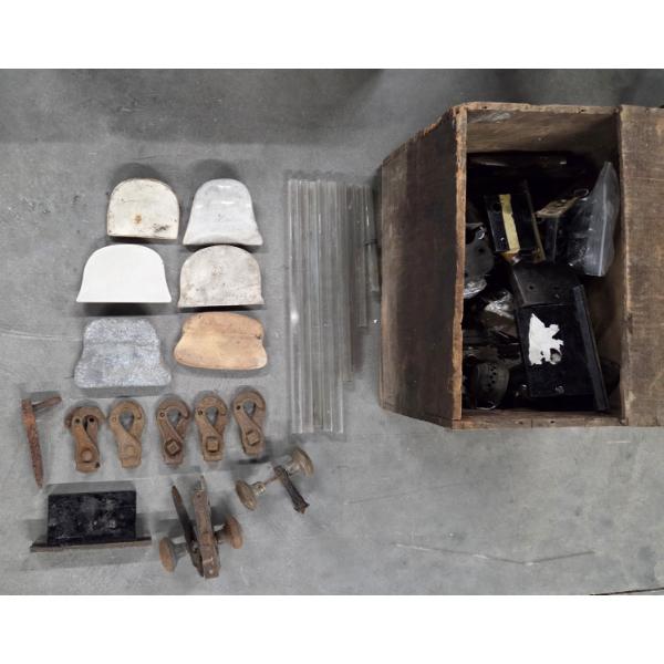 Vintage Collectables Including Door Knobs & Hardware, Pottery Scrapers, Glass Tubes And More