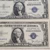 Image 2 : Four Vintage U.S. $1 Silver Certificates (Series 1935E, 1957, and 1957A) with Blue Seals FV: $4.00