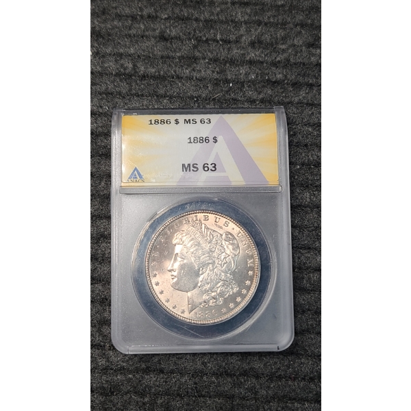 ANACS 1886 MS 63 90% Morgan Silver Dollar