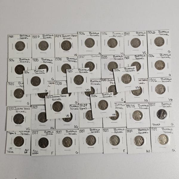 A STAGGERING!!! Collection of 40 Buffalo Nickels FV: $2.00