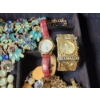 Image 5 : Large Cherry-Wood Jewelry Box with Contents: Statement Necklaces, Watches, Earrings, & More!