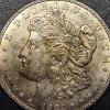 Image 2 : 1921 S  Uncirculated Morgan Silver Dollar - Gold Toning Both Sides - See Pics