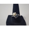 Image 1 : 10K White Gold Hematite & Pearl Cluster Ring - Size 8.5 - TW: 3.8g