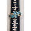 Image 7 : 14K Yellow Gold Ring With Blue Topaz & Diamond Accents - Size 5- Weight: 3.4g