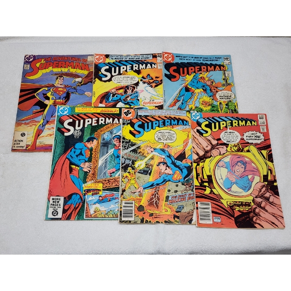 Six Assorted Vintage DC Superman Comics Including Forty Cent Issues!