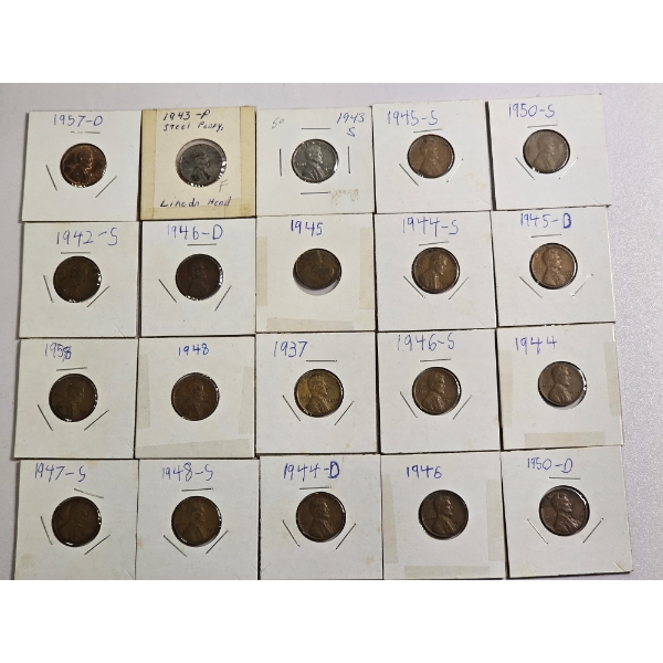 Lincoln Wheat Cents from the 1930s to the 1950s