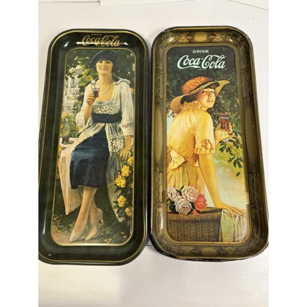 2 Coca-Cola Wall Hangings with Women Drinking out of Coca-Cola Glasses 