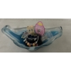 Image 2 : Hand Blown Original Blue Glass Bowl filled with an Eclectic Collection of Attractive Jewelry