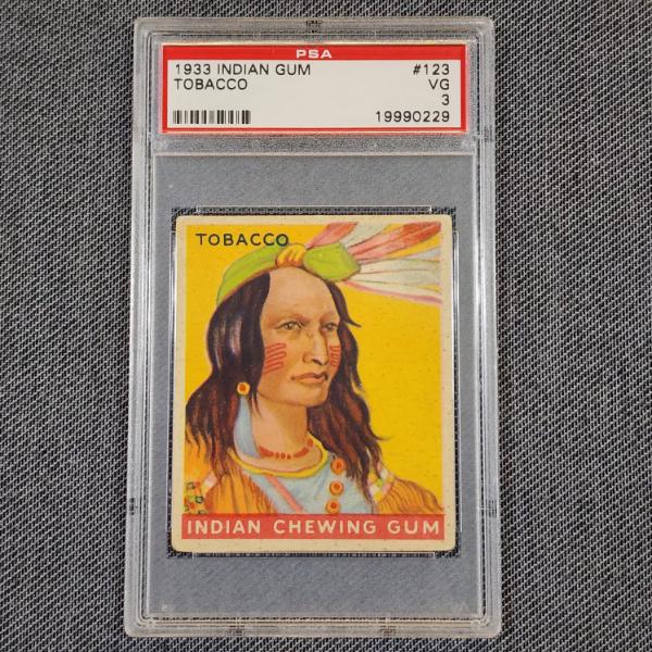 RARE 1933 Indian Chewing Gum #123 Tobacco Trading Card Graded Very Good at PSA 3