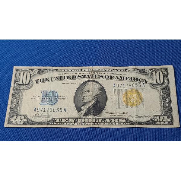 $10 Series 1934 A Yellow Seal Note