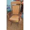 Image 1 : Vintage Wood & Uphostered Glider Rockin Chair - Great Condition 41" Tall 18" Seat