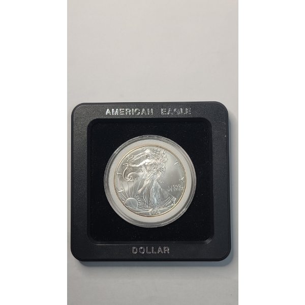 United States 2002 One Troy Ounce .999 Fine Silver American Eagle In Display