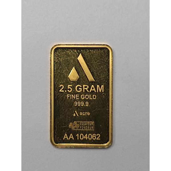 Acre Gold Alpine Collection 2.5 Gram .9999 Fine Gold Bar