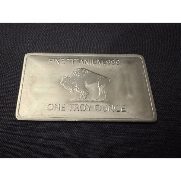 Buffalo .999 Fine Titanium One Troy Ounce Bar - Mint Condition - Exceptional Piece