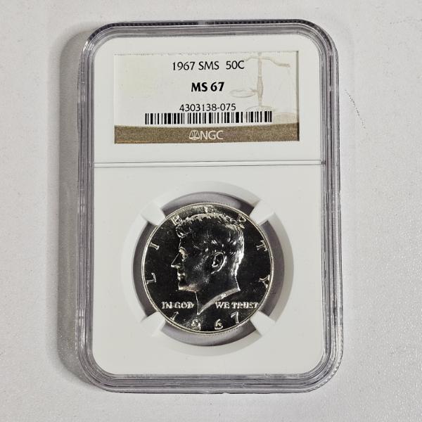 1967 Special Mint Set (SMS) 90% Silver Kennedy Half Dollar graded MS 67 by the NGC