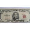 Image 3 : United States Series 1963 $5 Red Seal Bank Note With Granahan And Dillon Signatures