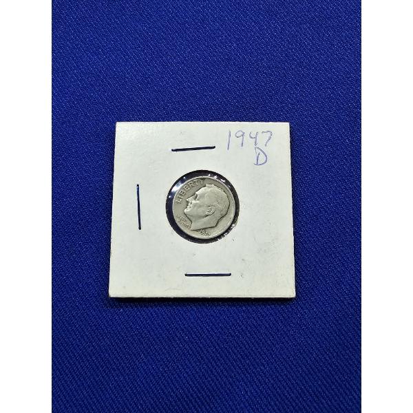 1947- D Roosevelt Silver Dime - In Protective Sleeve