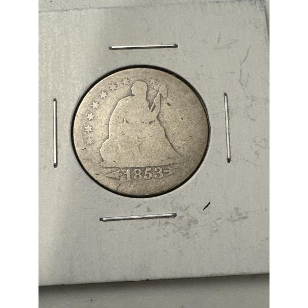 1853 United States Seated Liberty Silver Quarter
