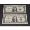 Image 1 : U.S. RARE CURRENCY - 2 PCS - SEQUENTIAL NUMBERS 1957 BLUE SEAL UNCIRCULATED $1 SILVER CERTIFICATES