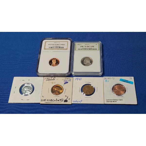 U.S Coins Including NGC 2007-S Lincoln Cent PF 69 RD ULTRA CAMEO & GCGS 1982-S PR-70 DCAM Nickel