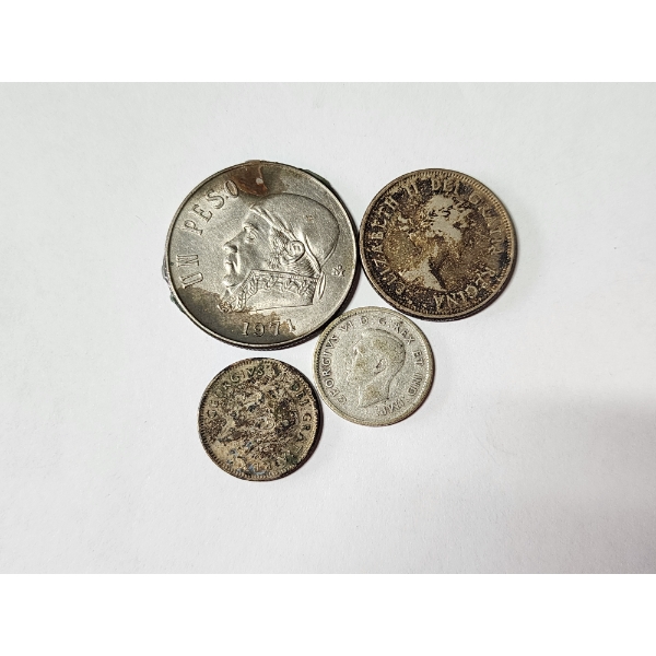 Four Foreign World Coins - INCLUDING SILVER!!! - See Description! 