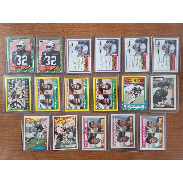 Large Lot of 17 Assorted Topps Marcus Allen Football Cards