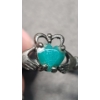Image 4 : Assorted Sterling Silver Rings With Blue, Green & White Stones - Sizes 8 & 9 - Total Weight: 27g