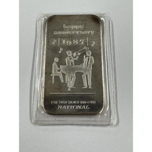 Rare National Happy Anniversary .999 Fine Silver Troy Ounce Bar - Mint Condition