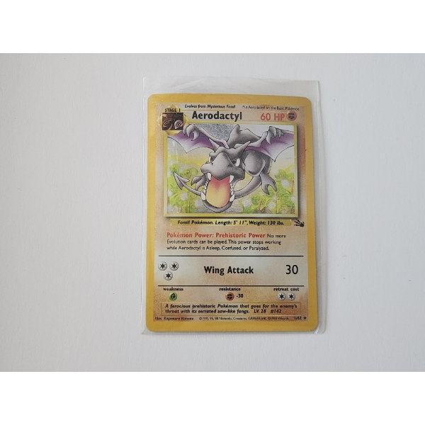 Vintage 1999 Pokemon Trading Card - Aerodactyl Holo #1/62 - In Holder