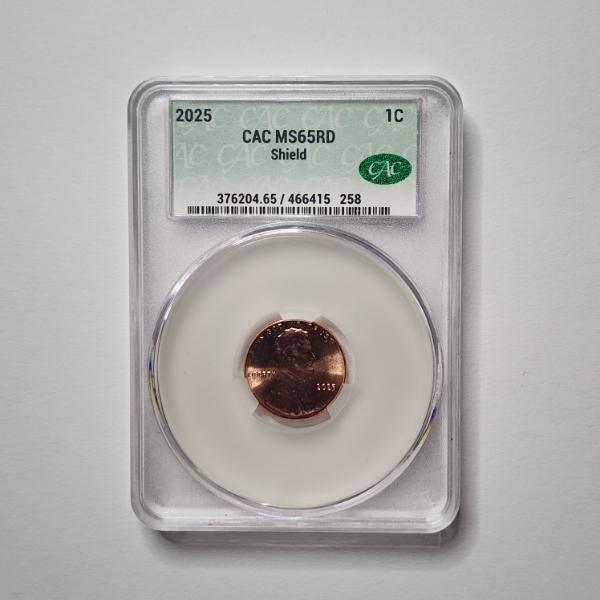 CAC MS65RD Graded 2025 Shield United States Penny