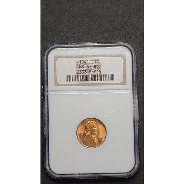 NGC 1941 MS 67 RD Lincoln Wheat Cent 
