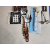Image 2 : Lot of Assorted Kitchen/Drink Items: Pot, Thermometer, Shaker, Flask, Utensils, Glass Stirrers 