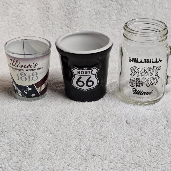 3 Shot Lot - 3 State of Illinois and Route 66 Themed Shot Glasses