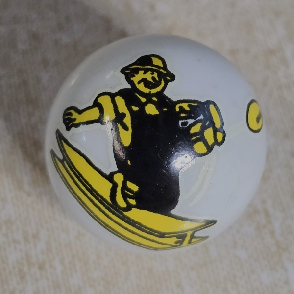 Vintage 1962 Logo Pittsburgh Steelers One Inch Shooter Glass Marble - Mint Condition