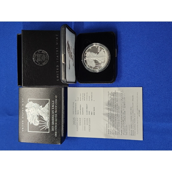 2025-S Silver American Eagle $1 Proof - 1 Troy Ounce 99.9% Silver w/ Original Box & COA
