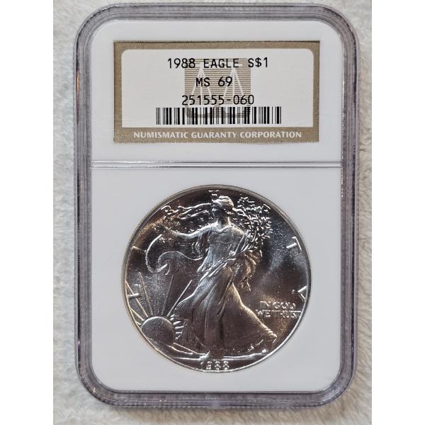 NGC MS69 Graded "1988" Silver 1oz. Eagle
