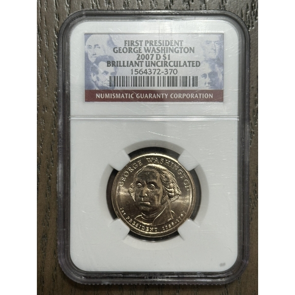 NGC B.U. 2007-D $1 George Washington Presidential Dollar