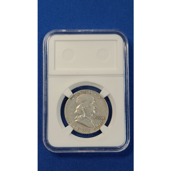1954 90% Silver Franklin Half Dollar In Slab Holder