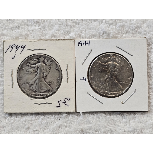 2 Walking Liberty 90% Silver Half-Dollar Coins - AFV $1
