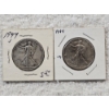 Image 1 : 2 Walking Liberty 90% Silver Half-Dollar Coins - AFV $1