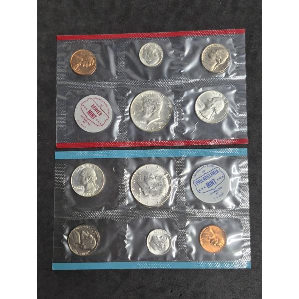U.S. 90% SILVER COINS - TWO - 1964 (P & D) J F Kennedy 90% Silver Mint Sets  $1.70 Face Value