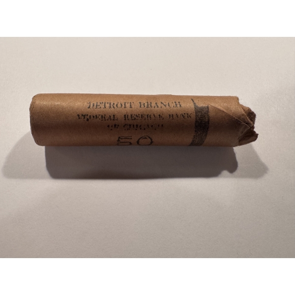 UNKNOWN DATE - FEDERAL RESERVE ROLL OF LINCOLN PENNIES - DETROIT BRANCH - MINT CONDITION - SEALED 