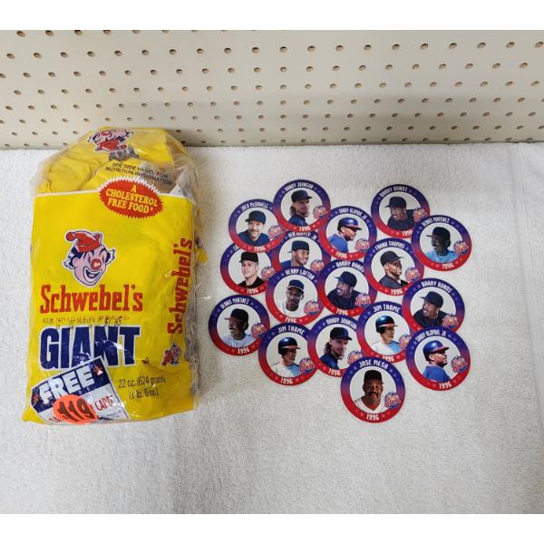1996 Schwebel's Promotional Round Baseball Cards with Original Bread Bags